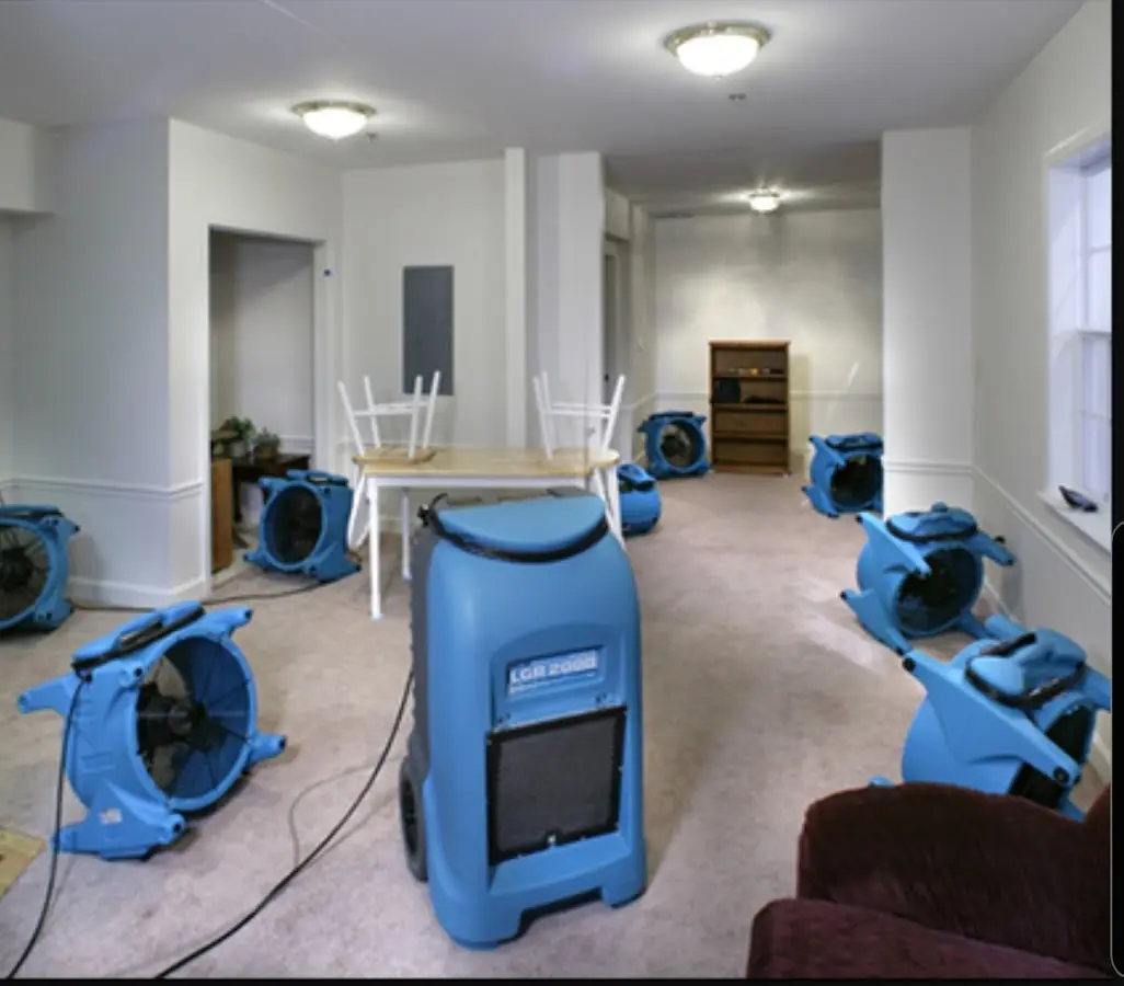 Air movers and dehumidifier setup for Water Extraction & Removal in Sandersville